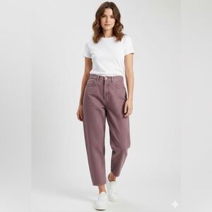 Levi's Barrel Crop jeans in a mauve lavender purple wash, high-rise relaxed